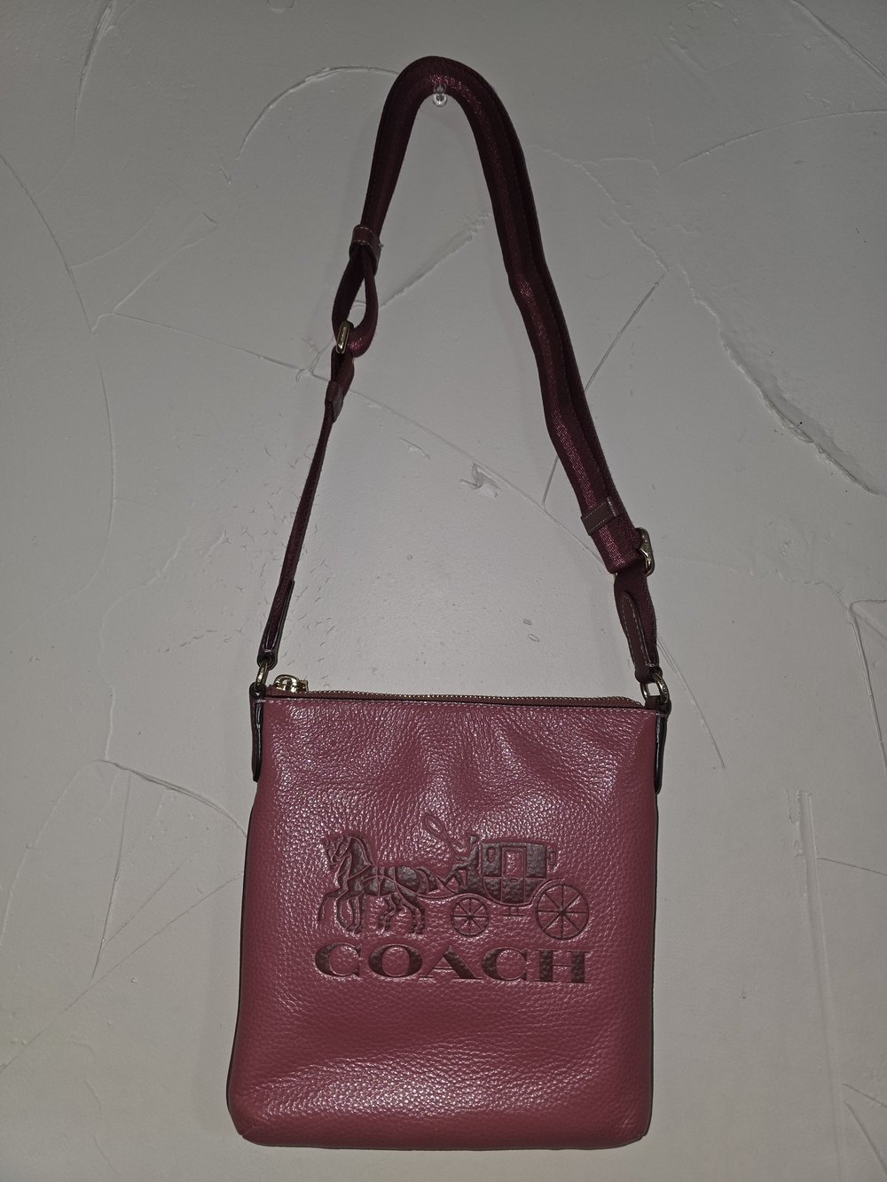Coach Pink Leather Embossed Crossbody Bag